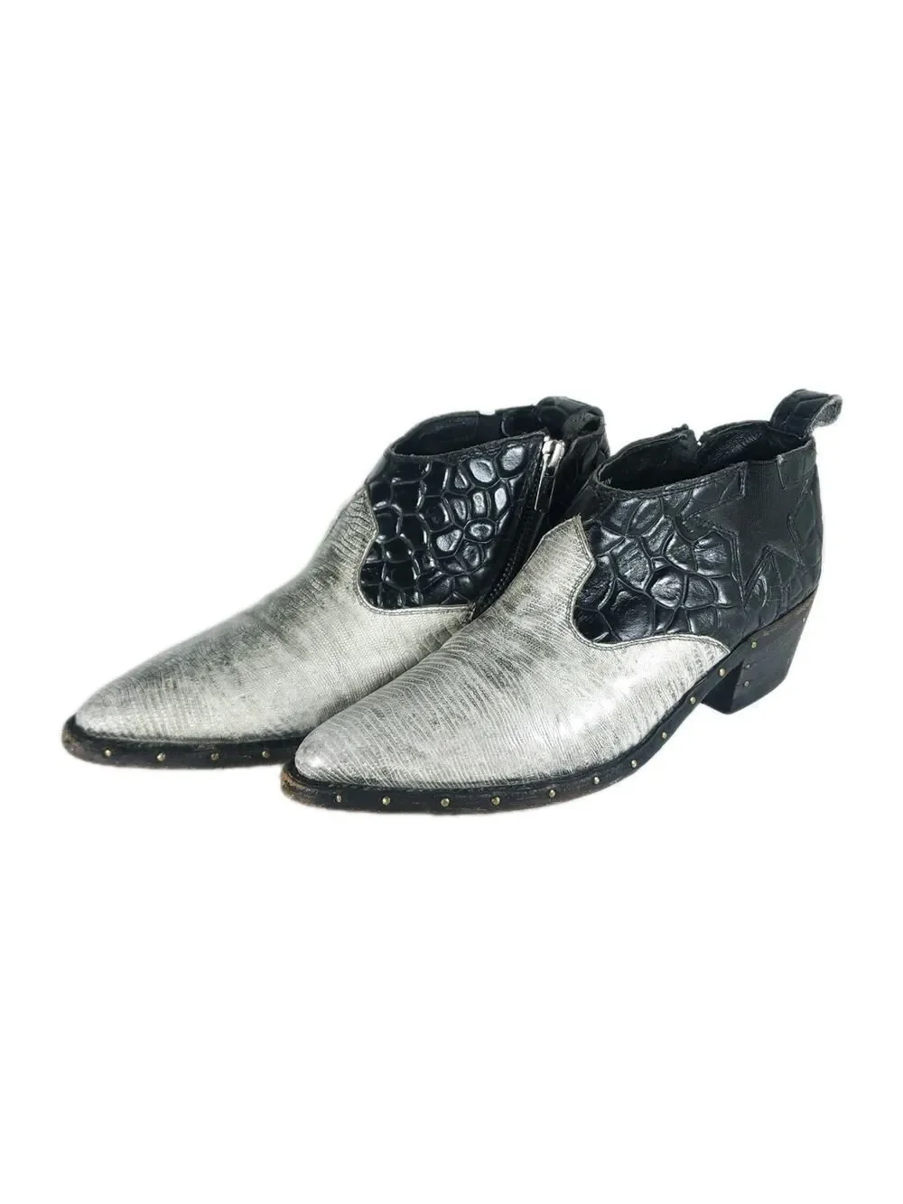 FREE PEOPLE FARYL ROBIN Women's Westley US7 Gray Leather Ankle Western Booties